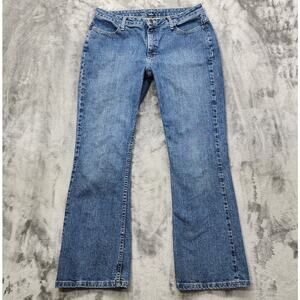 Vintage LEE Riders Jeans Womens 14 LONG Blue High Rise Bootcut Stretch Denim